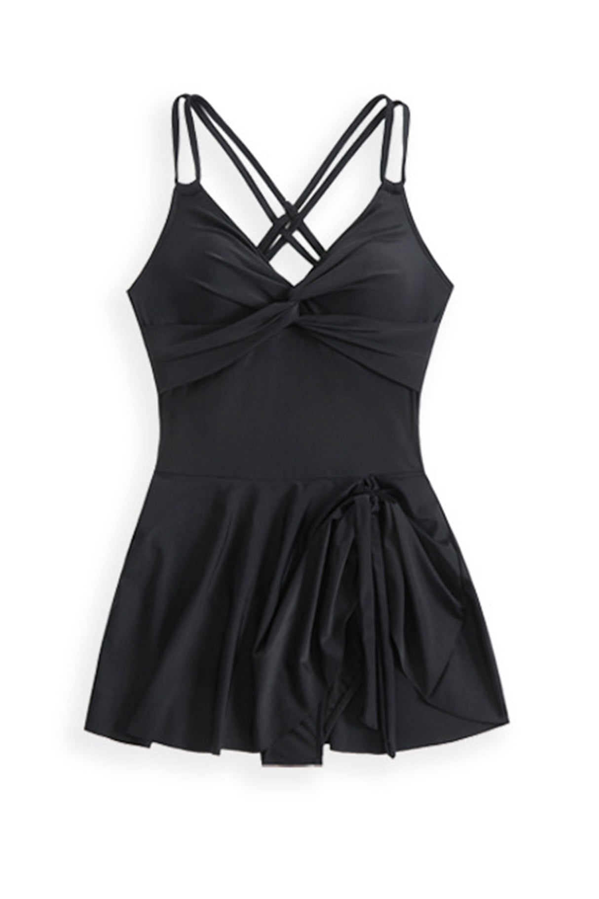 Arolora Twist Front Crossover Skirted One-Piece Swimsuit