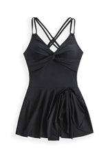 Arolora Twist Front Crossover Skirted One-Piece Swimsuit