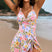 Arolora Twist Front Crossover Skirted One-Piece Swimsuit