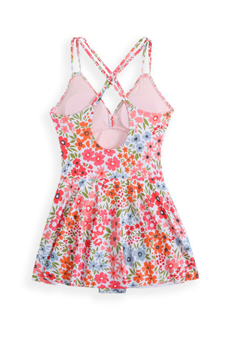 Arolora Twist Front Crossover Skirted One-Piece Swimsuit