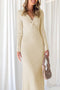 Twisted Long Sleeve Ribbed Knit Dress
