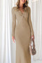 Twisted Long Sleeve Ribbed Knit Dress