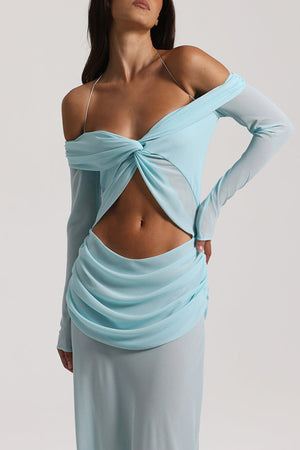 Arolora Twisted Off-shoulder Cutout Chiffon Maxi Dress