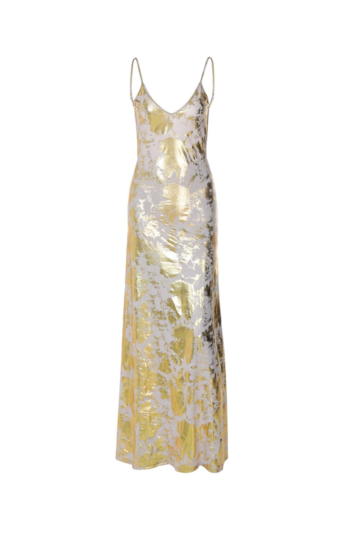 Arolora v-neck-backless-hot-stamping-cami-dress