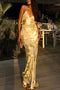 Arolora v-neck-backless-hot-stamping-cami-dress