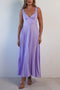 Arolora V Neck Backless Pleated Midi Dress
