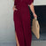 Arolora v-neck-bat-sleeve-smocked-waist-slit-dress