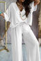 Arolora v-neck-bat-sleeve-solid-shirt-suits