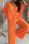 Arolora v-neck-bat-sleeve-solid-shirt-suits