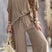 Arolora v-neck-bat-sleeve-solid-shirt-suits