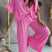 Arolora v-neck-bat-sleeve-solid-shirt-suits