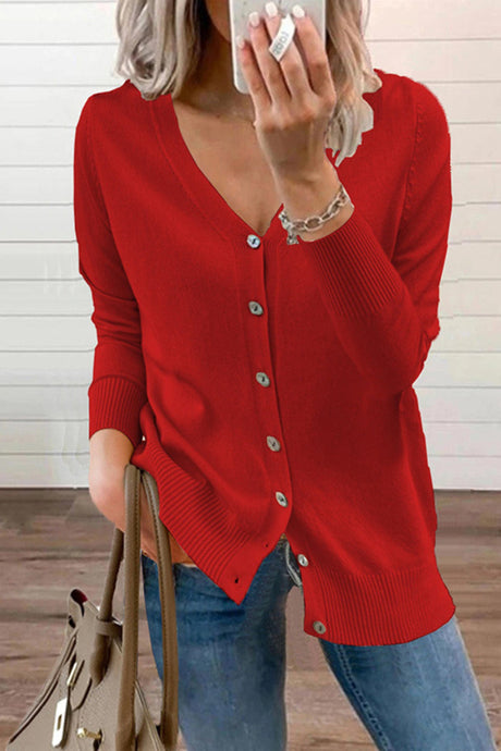 Arolora v-neck-button-down-cardigan