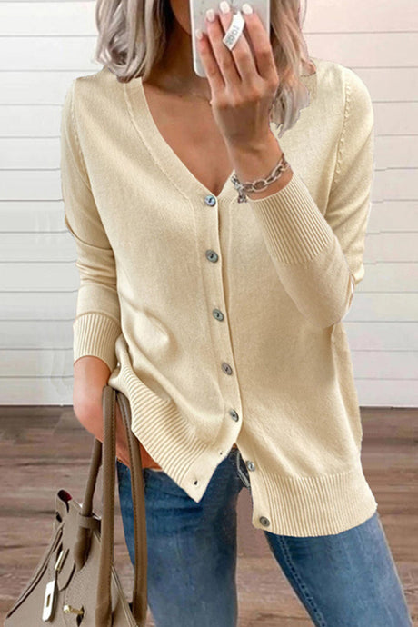 Arolora v-neck-button-down-cardigan