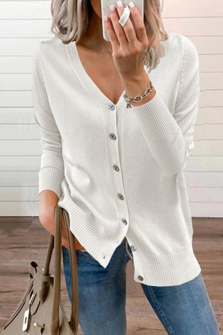 Arolora v-neck-button-down-cardigan