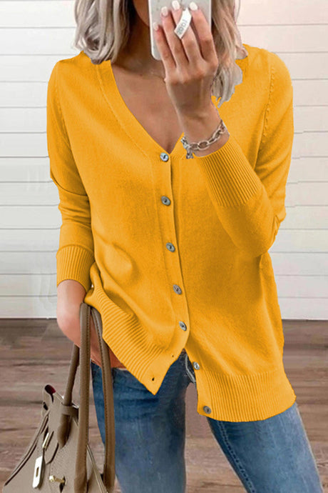 Arolora v-neck-button-down-cardigan