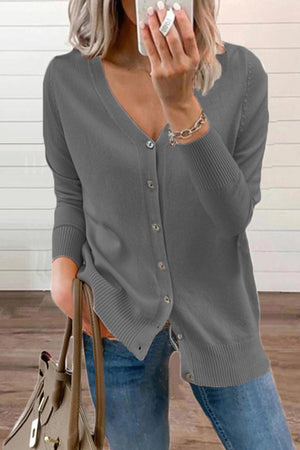 Arolora v-neck-button-down-cardigan