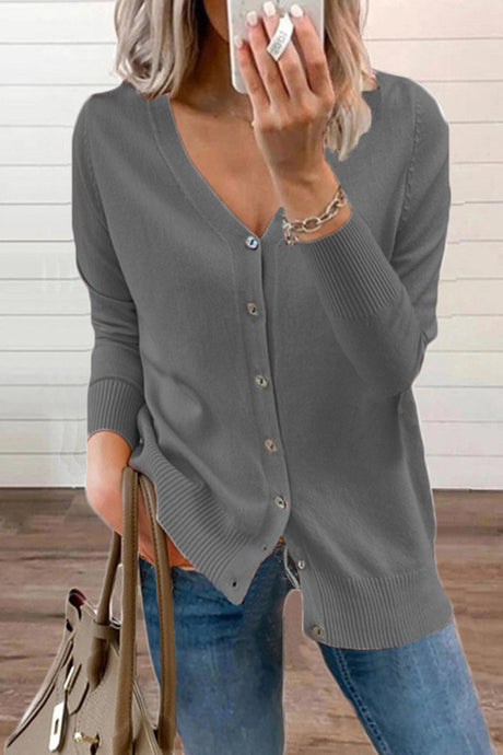 Arolora v-neck-button-down-cardigan