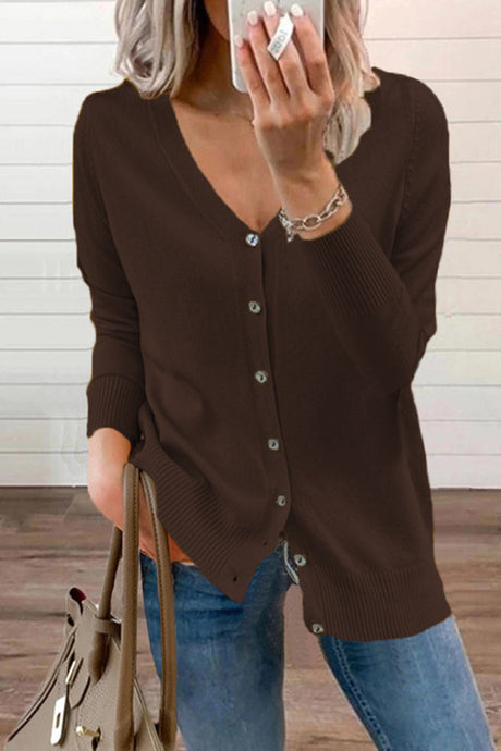 Arolora v-neck-button-down-cardigan