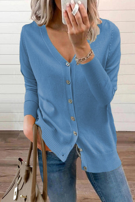 Arolora v-neck-button-down-cardigan