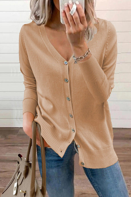 Arolora v-neck-button-down-cardigan