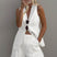 Arolora V Neck Button-up Cotton Linen Vest Shorts Set