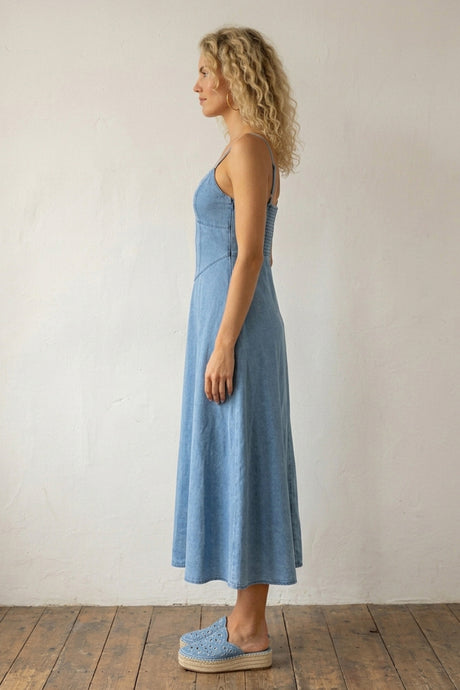 V-Neck Corset Cami Denim Swing Dress
