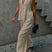 Arolora V Neck Cotton Loose Vest Pants Set
