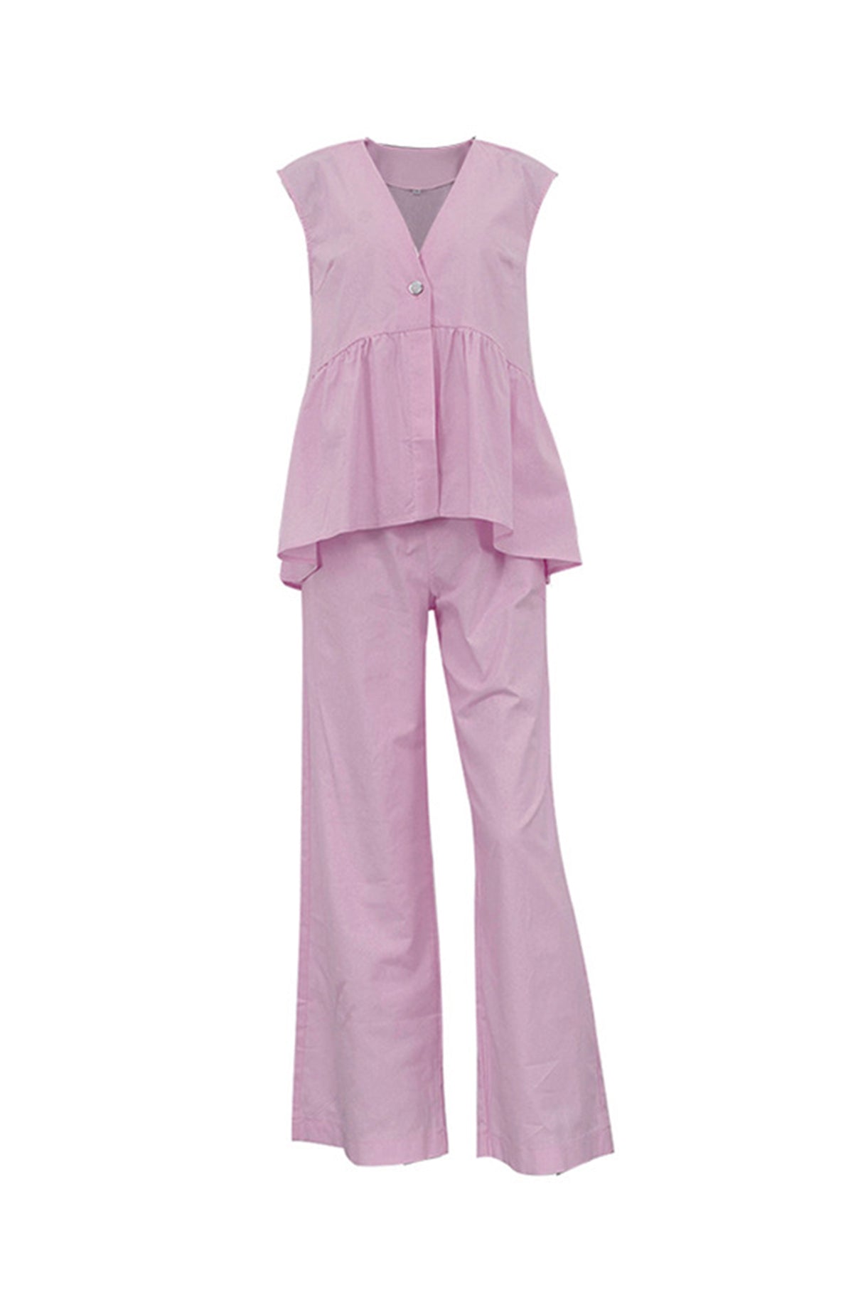 Arolora V Neck Cotton Loose Vest Pants Set