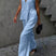 Arolora V Neck Cotton Loose Vest Pants Set