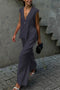 Arolora V Neck Cotton Loose Vest Pants Set