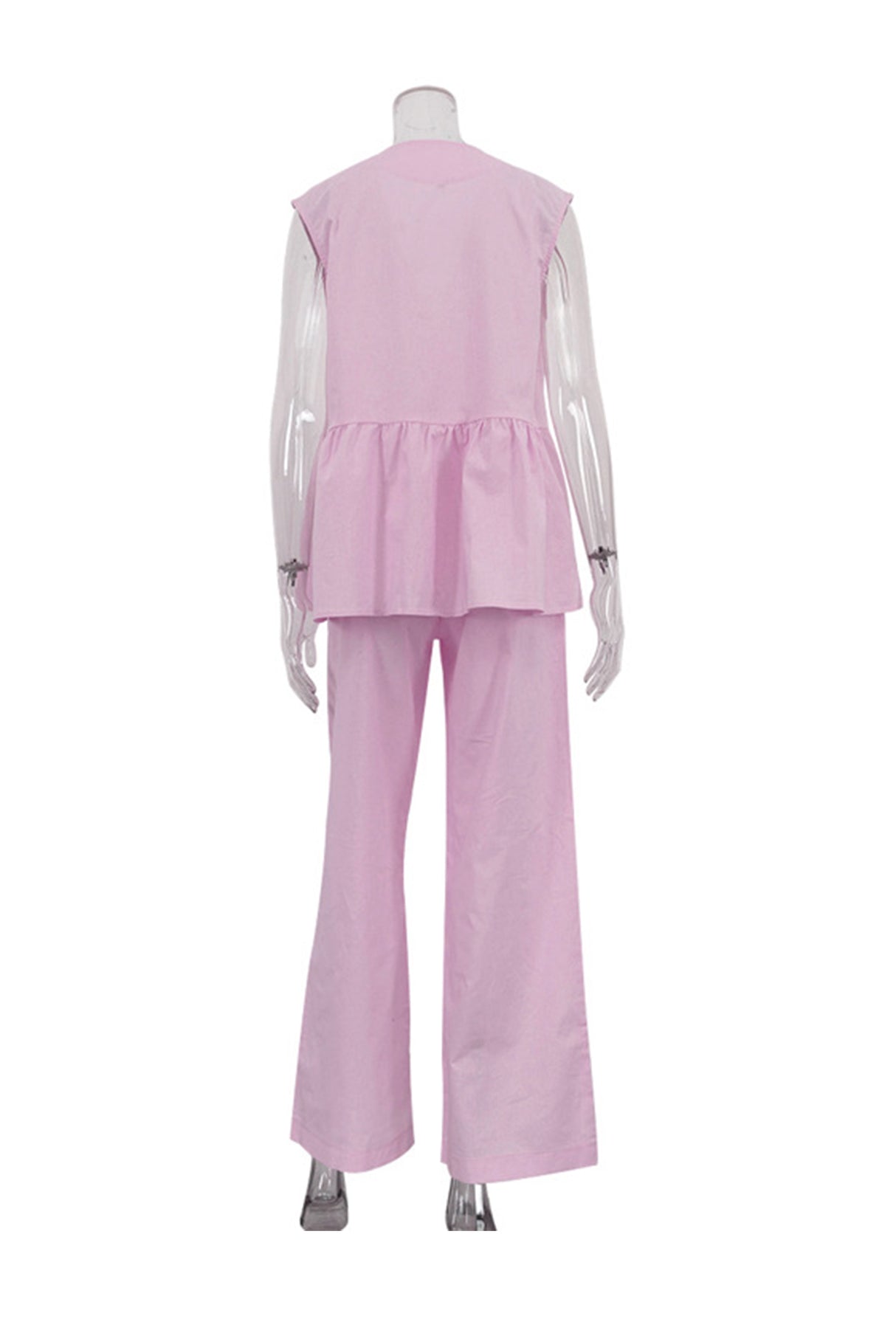 Arolora V Neck Cotton Loose Vest Pants Set