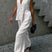 Arolora V Neck Cotton Loose Vest Pants Set
