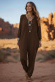 V Neck Drop Shoulder Pocket Jumpsuit