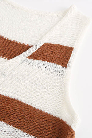 V Neck Knit Tank Top Shorts Suits