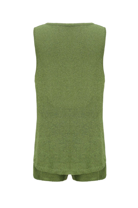 V Neck Knit Tank Top Shorts Suits
