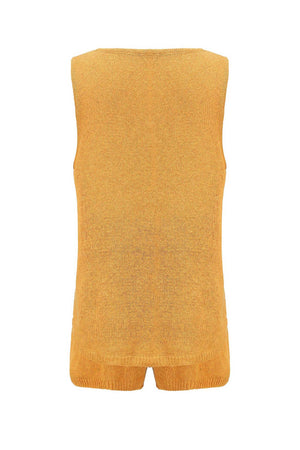 V Neck Knit Tank Top Shorts Suits