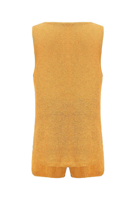 V Neck Knit Tank Top Shorts Suits