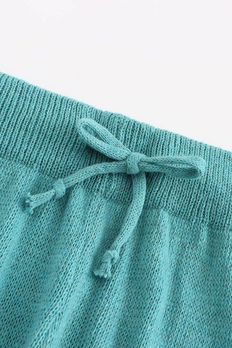 V Neck Knit Tank Top Shorts Suits