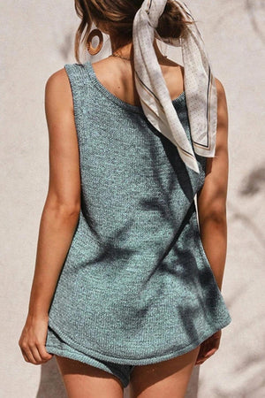 V Neck Knit Tank Top Shorts Suits
