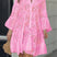 Arolora V Neck Lace Embroidery Hollow Out Cotton Dress
