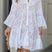 Arolora V Neck Lace Embroidery Hollow Out Cotton Dress