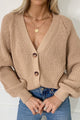 V Neck Lantern Sleeve Cardigan