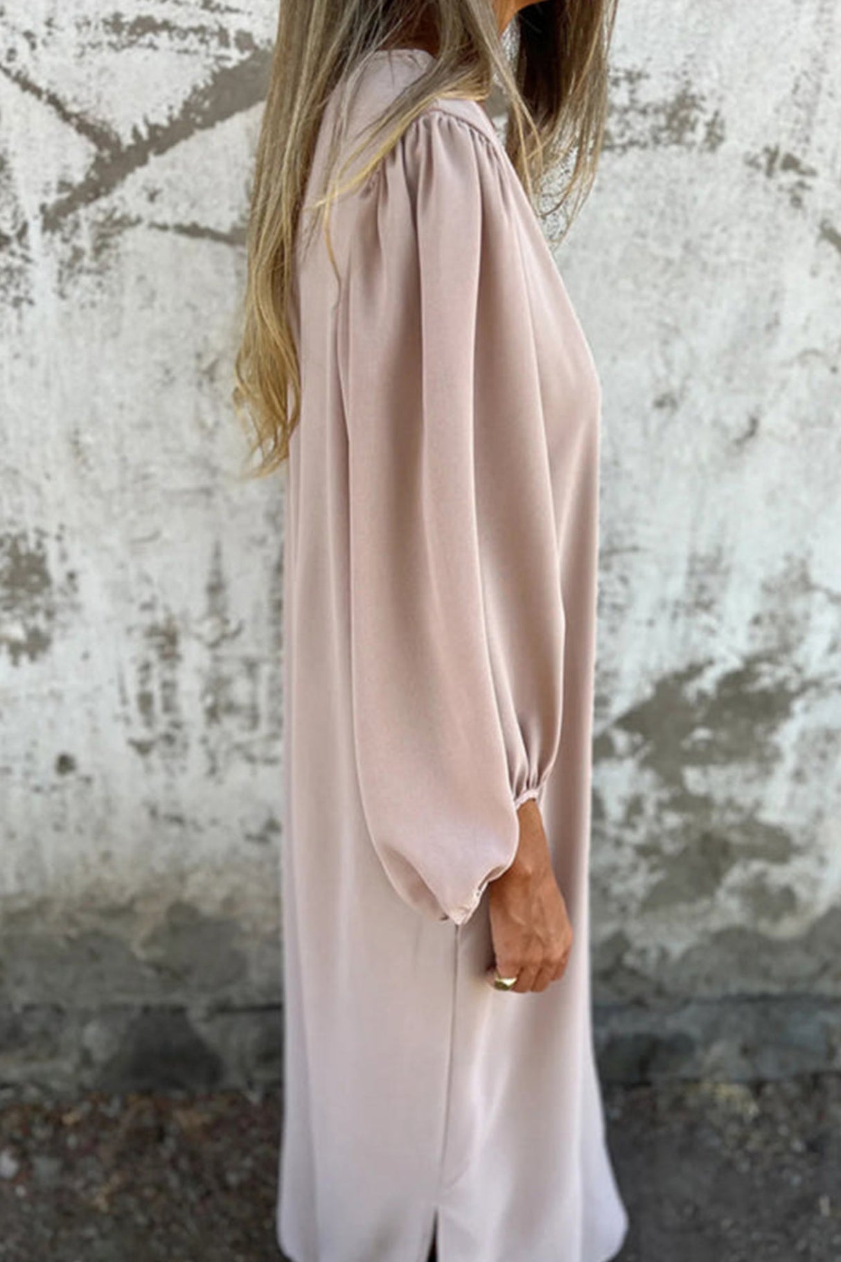 Arolora V Neck Lantern Sleeve Maxi Dress