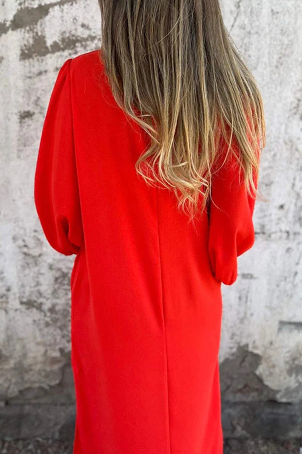 Arolora V Neck Lantern Sleeve Maxi Dress