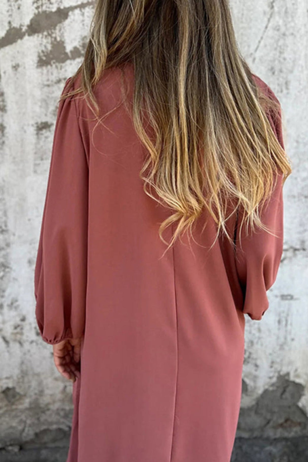 Arolora V Neck Lantern Sleeve Maxi Dress