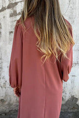 Arolora V Neck Lantern Sleeve Maxi Dress