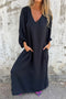 Arolora V Neck Lantern Sleeve Maxi Dress