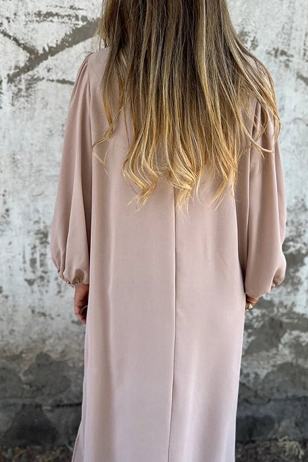 Arolora V Neck Lantern Sleeve Maxi Dress