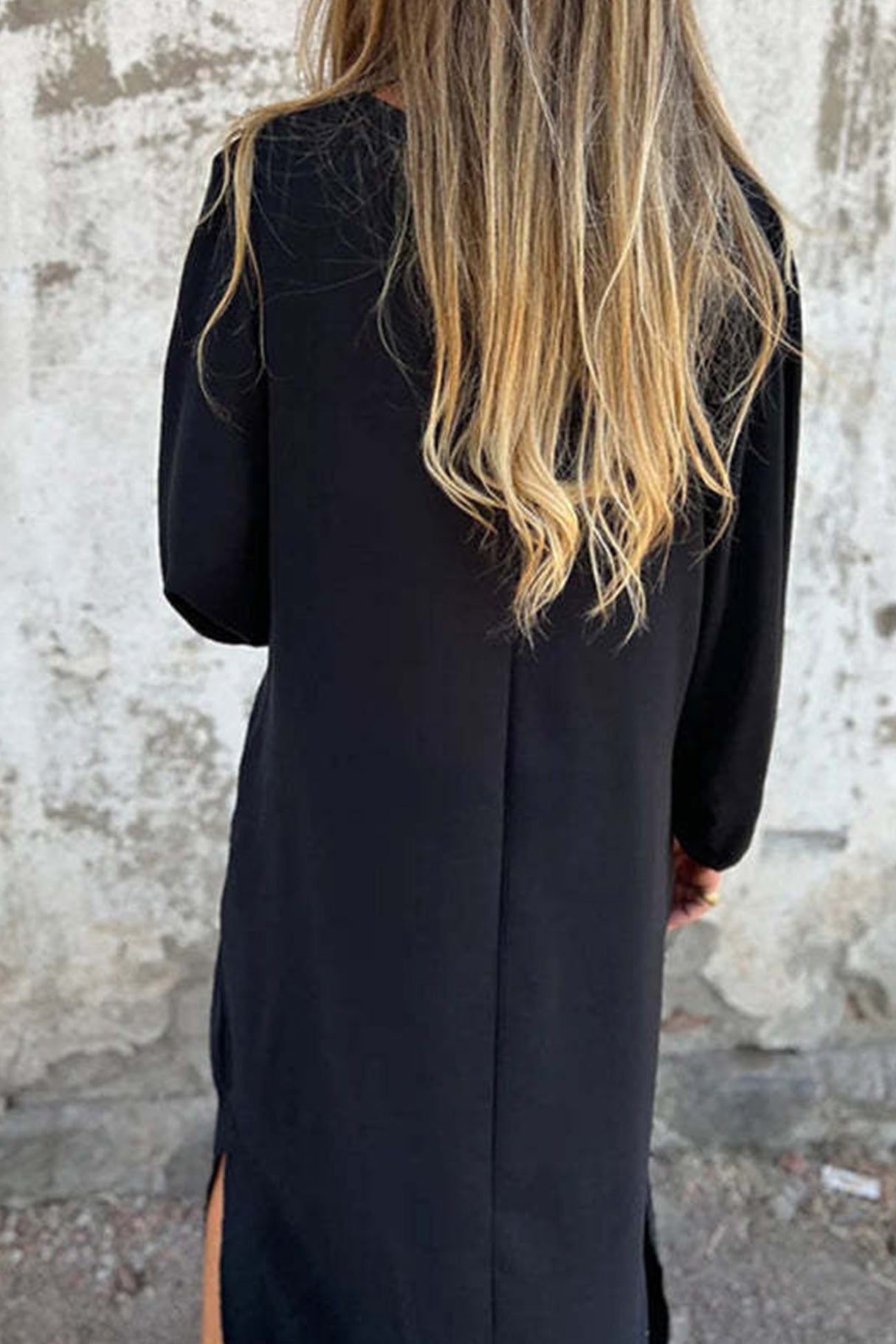 Arolora V Neck Lantern Sleeve Maxi Dress