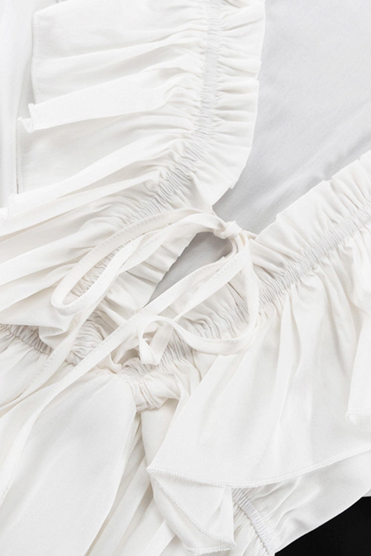Arolora V Neck Pleated Trumpet Sleeve Ruffle Dress